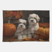 Malti tzu Welppy Autumn Delight Pumpkin Geschirrtuch (Horizontal)