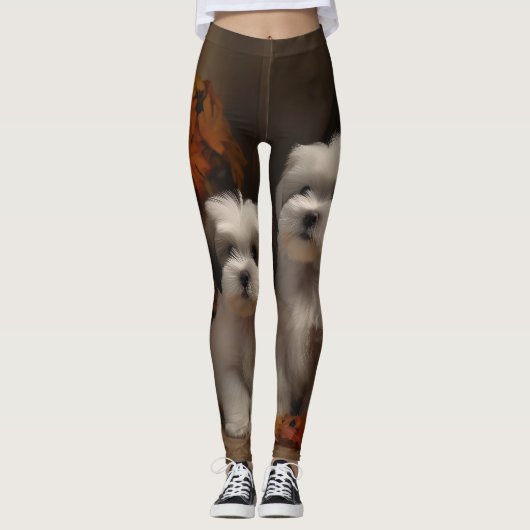Malti tzu Welppy Autumn Delight Pumpkin Leggings (Vorderseite)