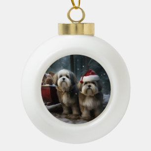 Malti zzu Weihnachtsschlitten-Weihnachtsdekoration Keramik Kugel-Ornament
