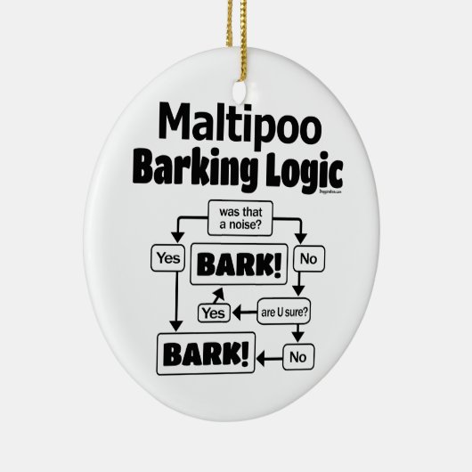 Maltipoo Barking Logic Keramik Ornament (Rechts)