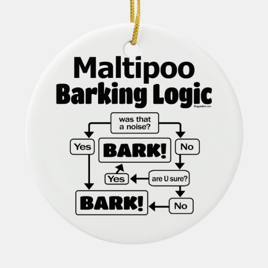 Maltipoo Barking Logic Keramik Ornament (Vorne)