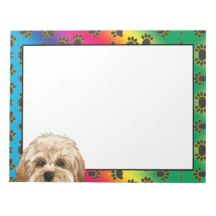 Maltipoo bunte Hundpfoten-Muster Notizblock