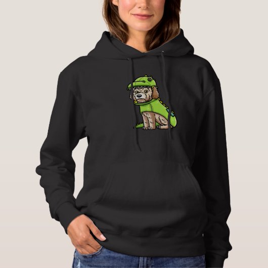 Maltipoo Dog In Dinosaur Costume Premium Hoodie (Vorderseite)