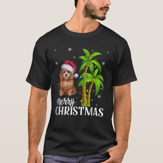 Maltipoo Dog Lovers Men Women Christmas Tree Light T-Shirt (Vorderseite)