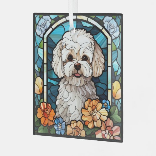 Maltipoo Dog Square Ornament (Vorderseite links)