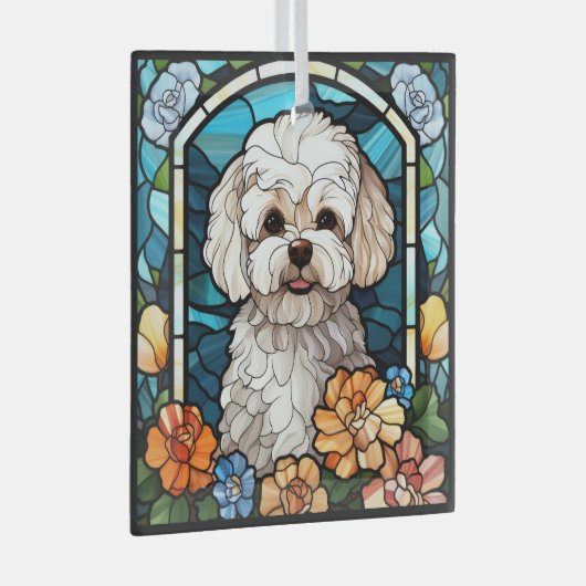 Maltipoo Dog Square Ornament (Vorderseite Rechts)