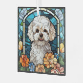 Maltipoo Dog Square Ornament Aus Glas (Vorderseite links)