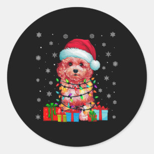 Maltipoo Dog Ugly Xmas Lights Santa Maltipoo Dog C Runder Aufkleber