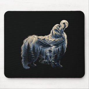 Maltipoo heulender Mond Hunde Liebhaber Berg Natur Mousepad