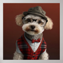 Maltipoo Hipster Dog Poster