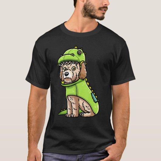 Maltipoo Hund in Dinosaurier-Kostüm T-Shirt (Vorderseite)