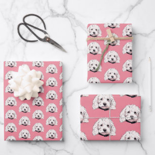 Maltipoo Hund Weißrosa Druckwrapping Paper Set Geschenkpapier Set