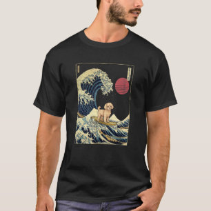 Maltipoo Japanisch Kanagawa Wave Surf Dog T-Shirt