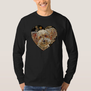 Maltipoo-Mischlingshund-Rasse Buntes Herzförmiges T-Shirt