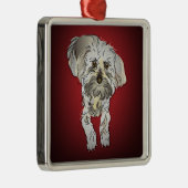 Maltipoo Puppy on Red Ornament Aus Metall (Rechts)
