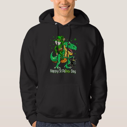 Maltipoo Riding Dinosaur Patricks Day Shamrock Hoodie (Vorderseite)