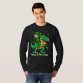 Maltipoo Riding Dinosaur Patricks Day Shamrock T-Shirt (Vorne ganz)