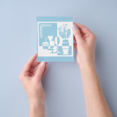 Malvase mit Blume und Weingläsern Himmel bl Flyer (Gruppe)