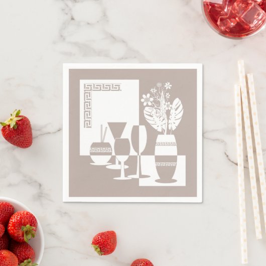 Malvase mit Blume und Weingläsern Serviette (Beispiel)