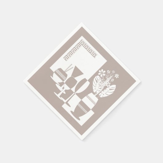 Malvase mit Blume und Weingläsern Serviette (Ecke)