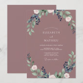 Malven-Indigo-Blatt-Hochzeit Einladung (Vorne/Hinten)