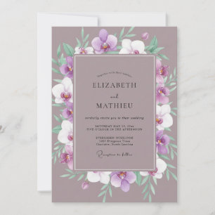 Malven-Orchideen-Kranz-Hochzeit Einladung