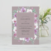 Malven-Orchideen-Kranz-Hochzeit Einladung (Stehend Vorderseite)