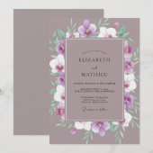 Malven-Orchideen-Kranz-Hochzeit Einladung (Vorne/Hinten)