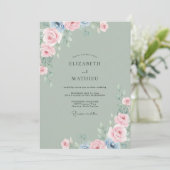 Malven-Periwinkle-Blatt-Hochzeit Einladung (Stehend Vorderseite)