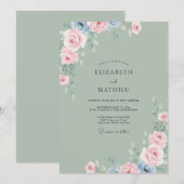 Malven-Periwinkle-Blatt-Hochzeit Einladung (Vorne/Hinten)