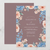 Malven-Pfirsich-Blumenhochzeit Einladung (Vorne/Hinten)