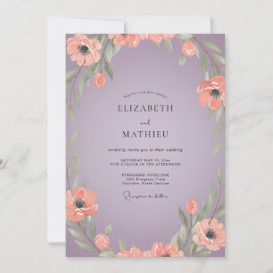 Malven-Pfirsich-Mohn-Hochzeit Einladung