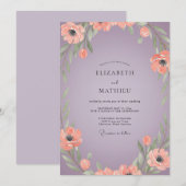 Malven-Pfirsich-Mohn-Hochzeit Einladung (Vorne/Hinten)