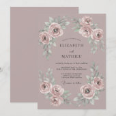 Malven-Rosa Romantische Hochzeit Einladung (Vorne/Hinten)