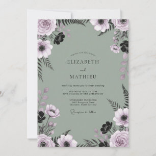 Malven-Schiefer-Farn-Hochzeit Einladung