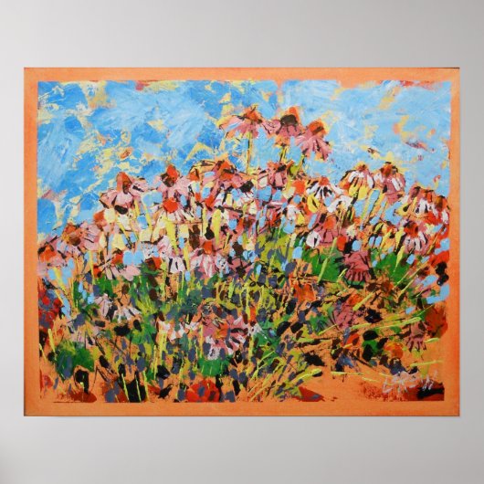 Malven-Schmetterling-Blumen Gemälde / Künstler La Poster (Vorne)