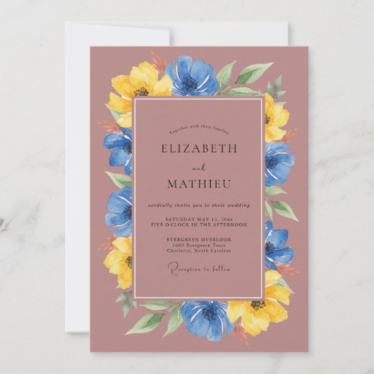 Malven-Senf-Gemalte Hochzeit Einladung (Vorderseite)