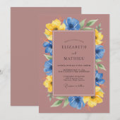 Malven-Senf-Gemalte Hochzeit Einladung (Vorne/Hinten)