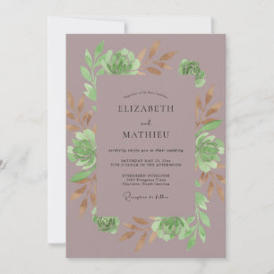 Malven-Sukkulenten-Botanische Hochzeit Einladung