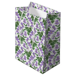 Malven-Veilchen-Blumenmuster-Mittlere-Geschenktasc Mittlere Geschenktüte