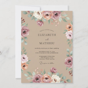 Malvenblüten-Bogen-Schmuck Hochzeit Einladung