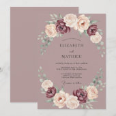 Malvenblüten-Hochzeit Einladung (Vorne/Hinten)