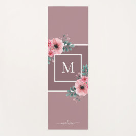 Malvenfarben | Aquarellfarben Blume Monogramm Yoga Yogamatte
