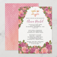 Malvenfarben | Blütenrosa Aquarellfarben Bat Mitzv