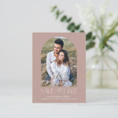 Malvenfarben | Einfaches modernes Foto Save the Da Ankündigungspostkarte (Stehend Vorderseite)