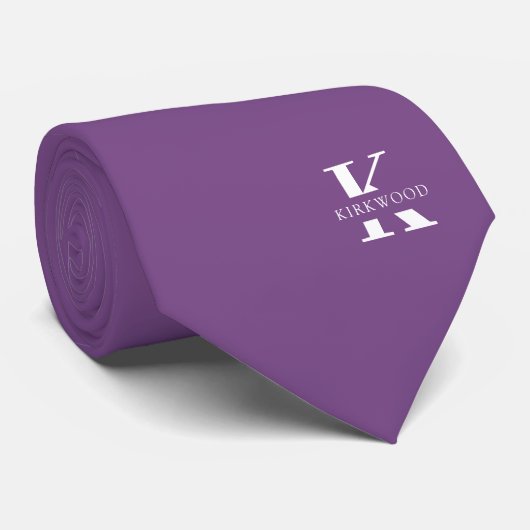 Malvenfarben | Elegante Monogramm+Name | beidseiti Krawatte (Gerollt)