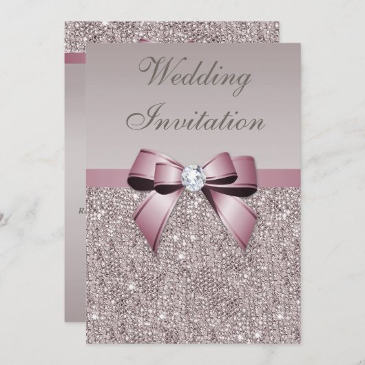 Malvenfarbene graue einladung (Vorne/Hinten)