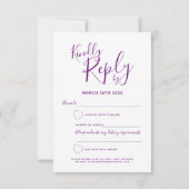 Malvenfarbene lila abstrakte RSVP karte (Rückseite)