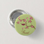 Malvenfarbener Blumen-Vogel-kundenspezifisches Button (Vorne & Hinten)