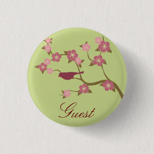 Malvenfarbener Blumen-Vogel-kundenspezifisches Button